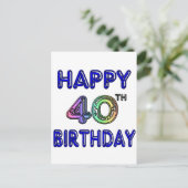 40e verjaardag met Ballon Font Briefkaart (Staand voorkant)
