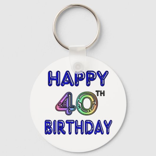 40e verjaardag met Ballon Font Sleutelhanger (Voorkant)