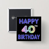 40e verjaardag met Ballon Font Vierkante Button 5,1 Cm (Voorkant /achterkant)