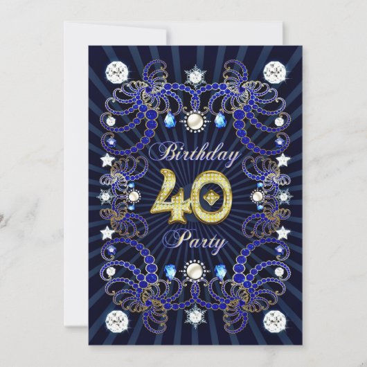 40e verjaardag met een groot aantal juwelen kaart (Voorkant)