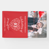 40e verjaardag met hart gepersonaliseerde foto spandoek (Horizontaal)