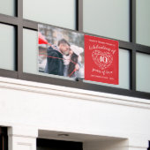 40e verjaardag met hart gepersonaliseerde foto spandoek (Buitenkant Gebouw)