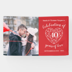 40e verjaardag met hart gepersonaliseerde foto spandoek