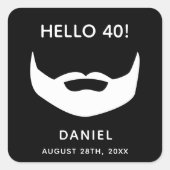 40e verjaardag met zwarte witte mannen vierkante sticker (Voorkant)