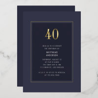 40e verjaardag Minimaal Elegant Donker Gouden Fram