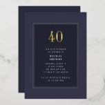 40e verjaardag Minimal Elegant Donkergoud Lijst Folie Uitnodiging<br><div class="desc">40e Verjaardag Minimal Elegant Donkergrijs Paarse Goud Lijst Folie Verjaardagsfeestuitnodiging</div>