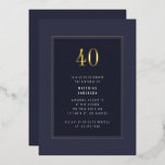 40e verjaardag Minimal Elegant Donkergoud Lijst Folie Uitnodiging<br><div class="desc">40e Verjaardag Minimal Elegant Donkergrijs Paarse Goud Lijst Folie Verjaardagsfeestuitnodiging</div>
