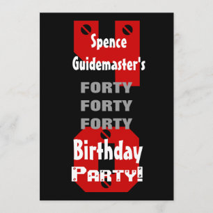 40e verjaardag Modern Black Red White Rivets B475 Kaart