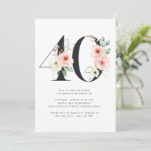 40e Verjaardag Modern Floral Roos Goud Groen Kaart (Staand voorkant)