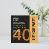 40e verjaardag Modern Gold en Black C843 Kaart (Staand voorkant)