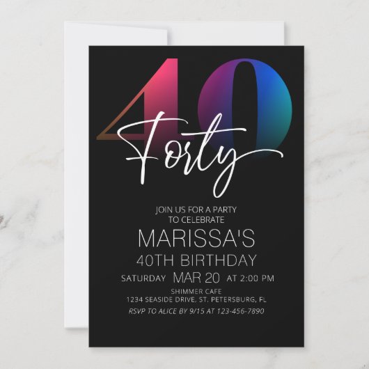 40e verjaardag Modern Kaart (Voorkant)