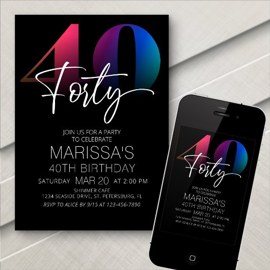 40e verjaardag Modern Kaart