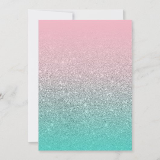 40e verjaardag Modern Pink Turquoise Glitter Ombre Kaart (Achterkant)