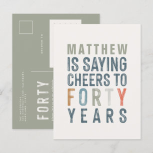 40e verjaardag Modern rustieke classy typografie p Uitnodiging Briefkaart