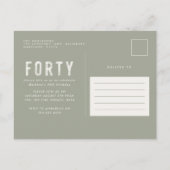 40e verjaardag Modern rustieke classy typografie p Uitnodiging Briefkaart (Achterkant)