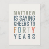 40e verjaardag Modern rustieke classy typografie p Uitnodiging Briefkaart (Voorkant)