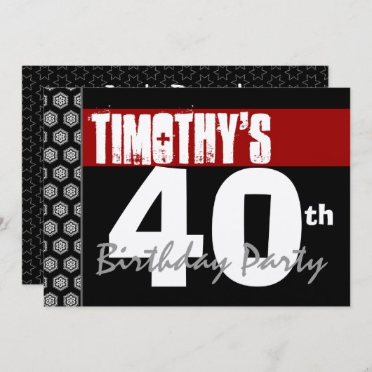 40e verjaardag Modern voor zijn roodwitte zwarte W Kaart (Voorkant / Achterkant)