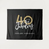 40e verjaardag modern zwart en goud stijlvol wandkleed (Voorkant (horizontaal))