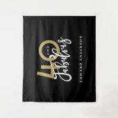 40e verjaardag modern zwart en goud stijlvol wandkleed (Voorkant)