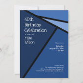 40e verjaardag Moderne blauwe geometrische vormen Kaart (Voorkant)