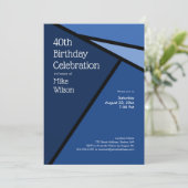 40e verjaardag Moderne blauwe geometrische vormen Kaart (Staand voorkant)