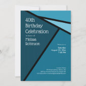 40e verjaardag Moderne Blauwgroen geometrische vor Kaart (Voorkant)