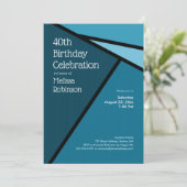 40e verjaardag Moderne Blauwgroen geometrische vor Kaart (Staand voorkant)