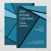 40e verjaardag Moderne Blauwgroen geometrische vor Kaart (Voorkant / Achterkant)