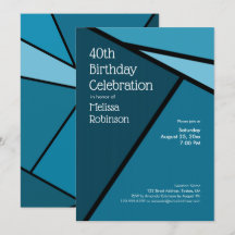 40e verjaardag Moderne Blauwgroen geometrische vor