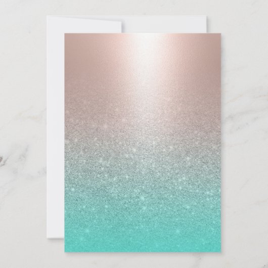 40e verjaardag Moderne Blush Roos Gold Aqua Blauwg Kaart (Achterkant)