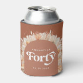 40e verjaardag moderne boog pampa's terracotta blikjeskoeler (Blikje Voorkant)