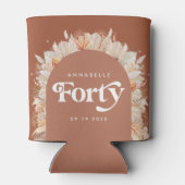 40e verjaardag moderne boog pampa's terracotta blikjeskoeler (Achterkant)