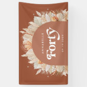 40e verjaardag moderne boog pampa's terracotta spandoek (Verticaal)