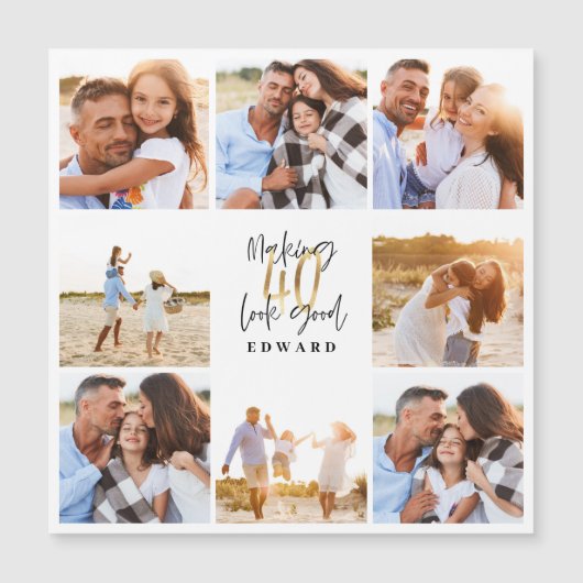 40e verjaardag moderne foto-collage voor zwart en  (Voorkant)