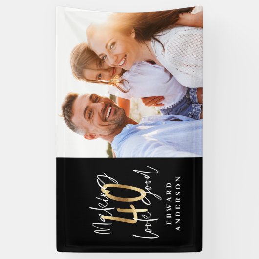 40e verjaardag moderne foto-collage voor zwart en  spandoek (Verticaal)