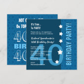 40e verjaardag Moderne Hues of Blue Funny D40B Kaart (Voorkant / Achterkant)