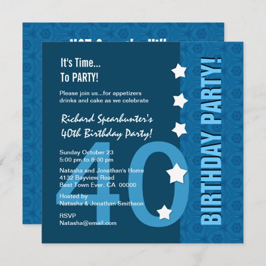 40e verjaardag Moderne Hues of Blue Funny D40B Kaart (Voorkant / Achterkant)