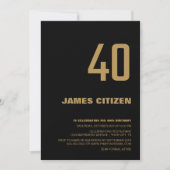40e verjaardag Moderne Minimalistische Zwarte Gold Kaart (Voorkant)