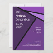 40e verjaardag Moderne Paarse geometrische vormen Kaart (Voorkant)
