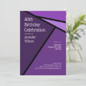 40e verjaardag Moderne Paarse geometrische vormen Kaart (Staand voorkant)