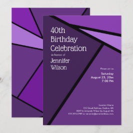 40e verjaardag Moderne Paarse geometrische vormen Kaart