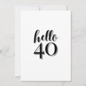 40e verjaardag Moderne Roze en Zwarte Partij Kaart (Voorkant)