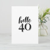 40e verjaardag Moderne Roze en Zwarte Partij Kaart (Staand voorkant)