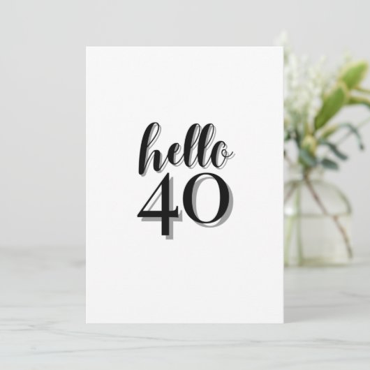 40e verjaardag Moderne Roze en Zwarte Partij Kaart (Staand voorkant)