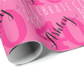 40e verjaardag Moderne roze typografie Cadeaupapier (Rol Hoek)