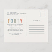 40e verjaardag moderne rustic classy typografie po uitnodiging briefkaart (Achterkant)