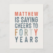 40e verjaardag moderne rustic classy typografie po uitnodiging briefkaart (Voorkant)