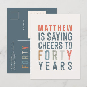 40e verjaardag moderne rustic classy typografie po uitnodiging briefkaart