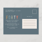 40e verjaardag moderne rustic classy typografie po uitnodiging briefkaart (Achterkant)