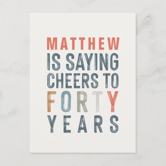 40e verjaardag moderne rustic classy typografie po uitnodiging briefkaart (Voorkant)